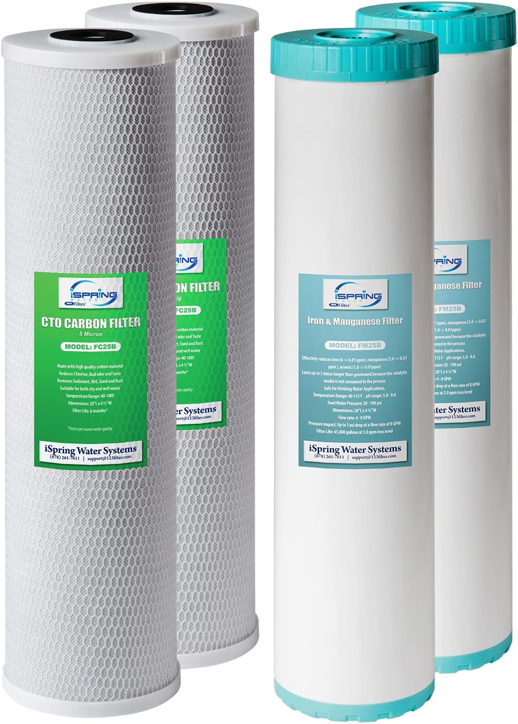 iSpring F4WGB22BM 4-Pack 20″ Replacement Filter Set (for WGB22BM)