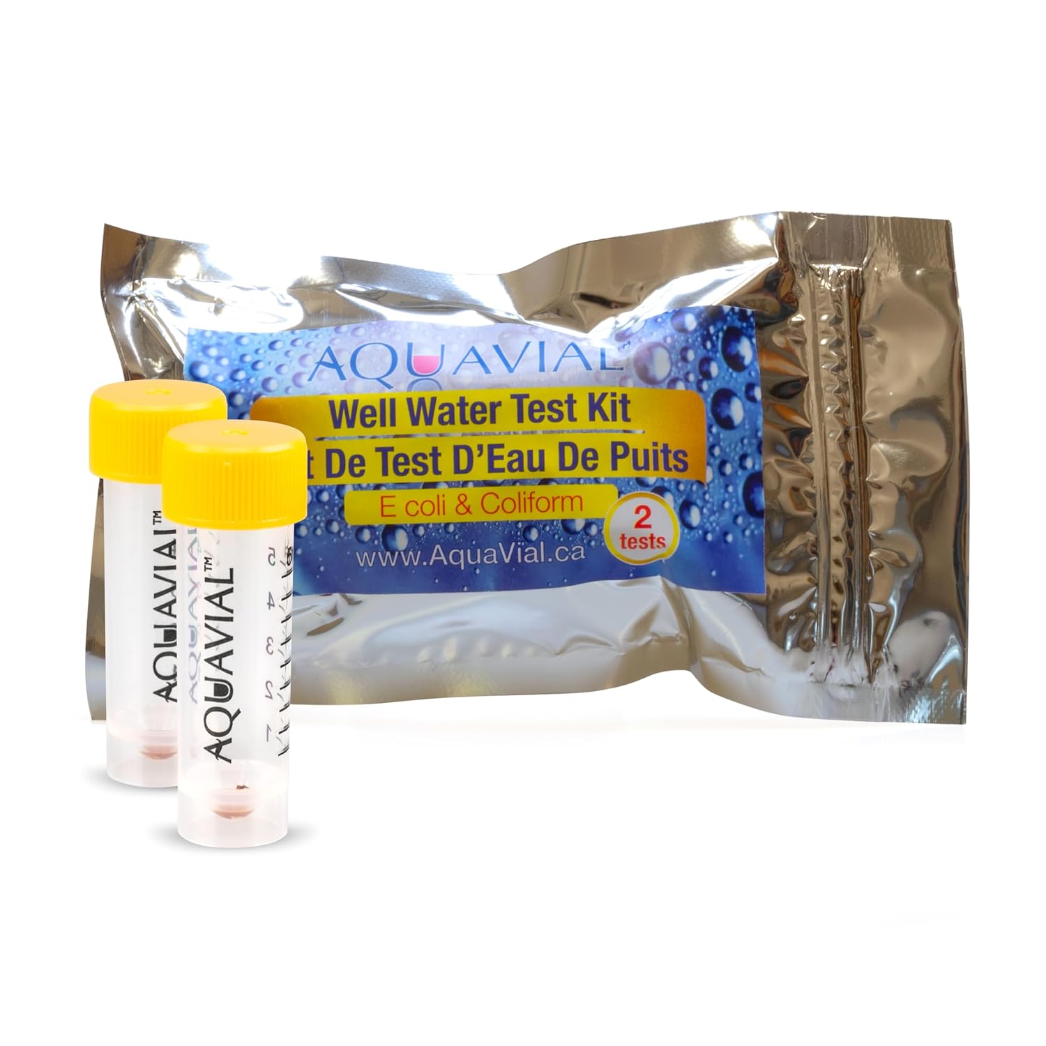 AquaVial E. coli & Coliform Well Water Screening Kit (2-Pack, Made in Canada)